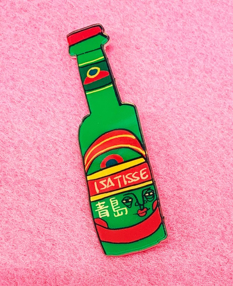 Isatisse眼袋女孩啤酒别针 - 胸针 - 压克力 多色
