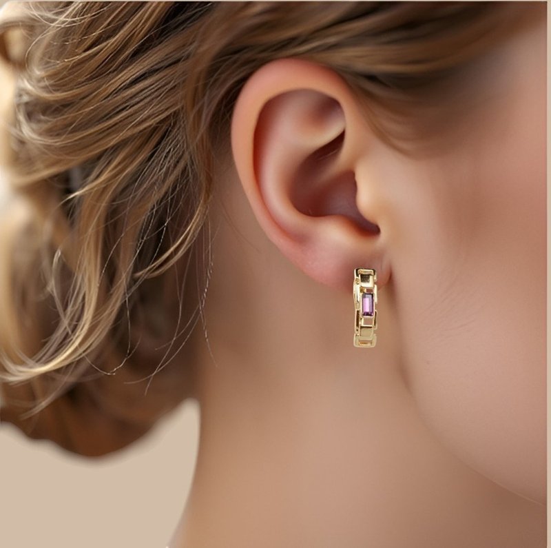 18K镀金耳环 适合女孩圣诞礼物 女孩款 RT118 - 耳环/耳夹 - 铜/黄铜 金色