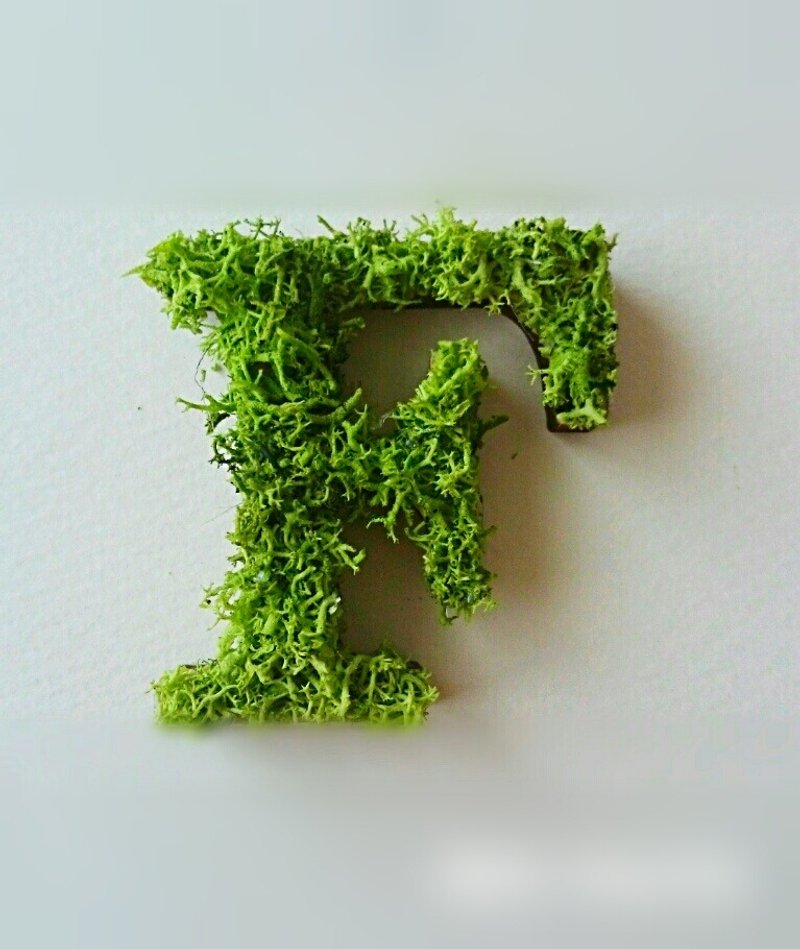 Wooden Alphabet Object (Moss) 5cm/Fx 1 piece - 摆饰 - 木头 绿色