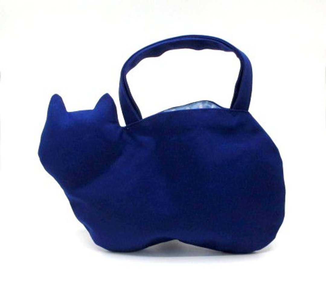 Canvas cat bag blue - 手提包/手提袋 - 棉．麻 
