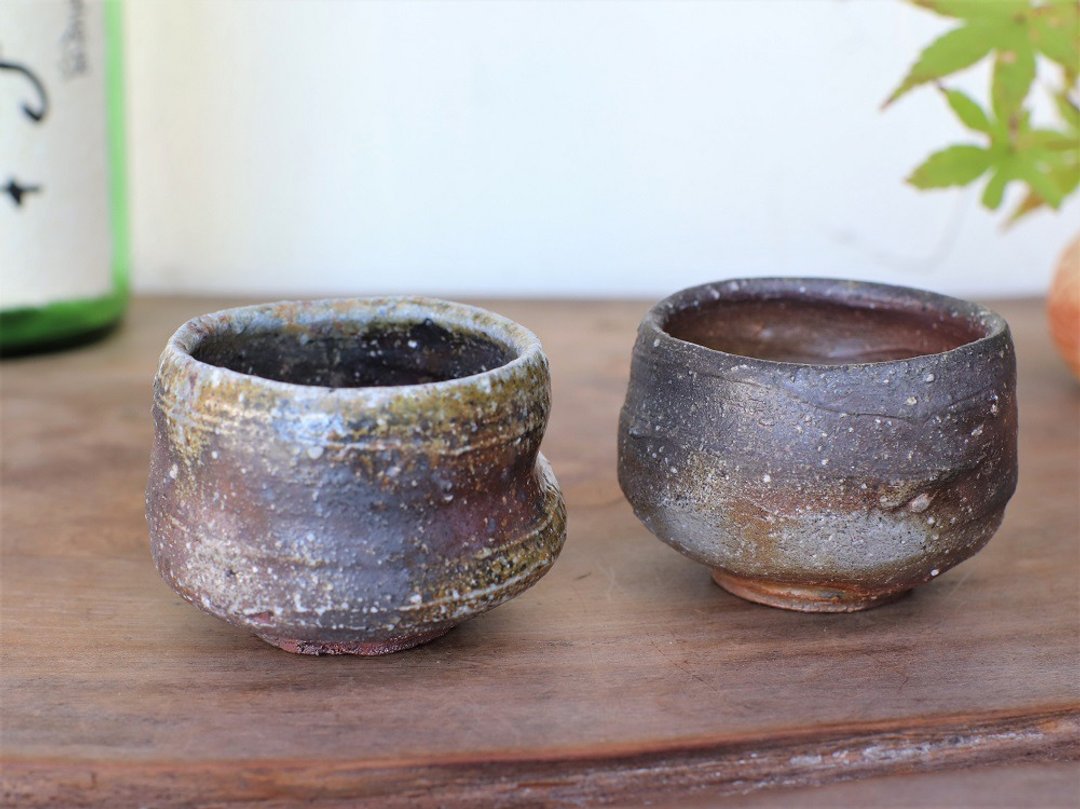 Bizen ware sake cup (set of 2) gi-326 - 酒杯/酒器 - 陶 咖啡色
