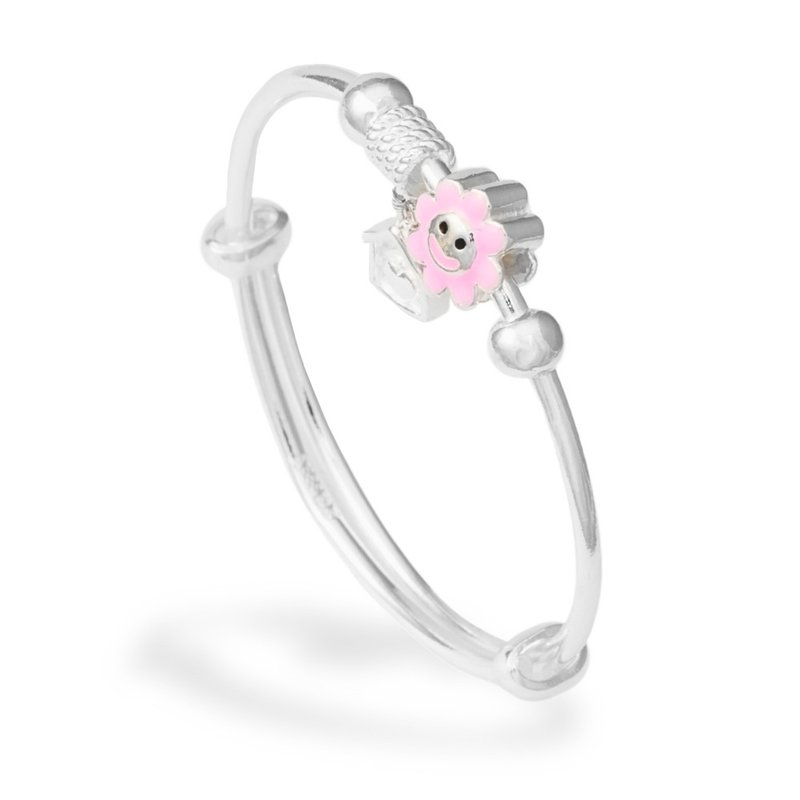 【童乐绘金饰】儿童纯银手镯手环 花现小屋 (弥月银饰 满月礼) - 满月礼盒 - 纯银 银色