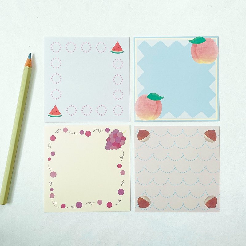季节のくだもののスクエアメモセット - 卡片/明信片 - 纸 多色
