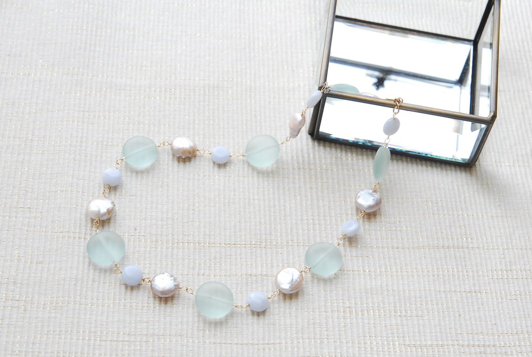 Seasonal rain necklace Kanro 14kgf - 项链 - 水晶 多色