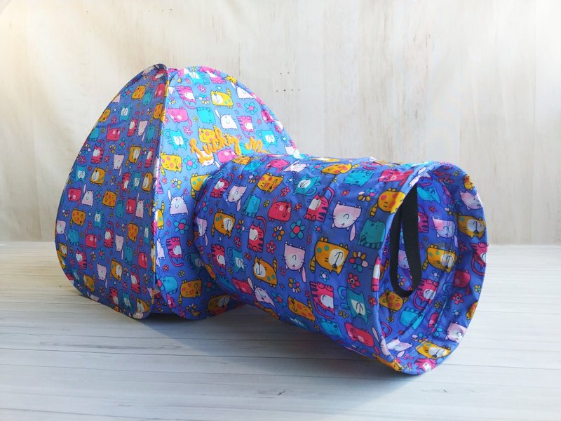 帐篷隧道组- 可爱花猫  小型犬 大猫咪 可拆式床垫 - 床垫/笼子 - 其他人造纤维 多色