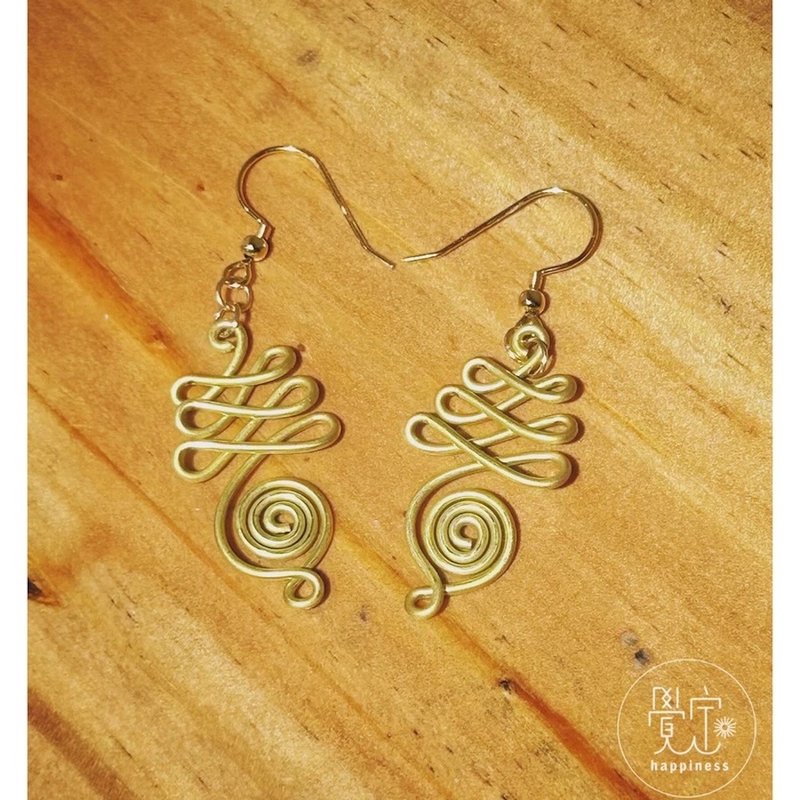 纯铜 启蒙之路耳环  可改夹式 - 耳环/耳夹 - 铜/黄铜 金色