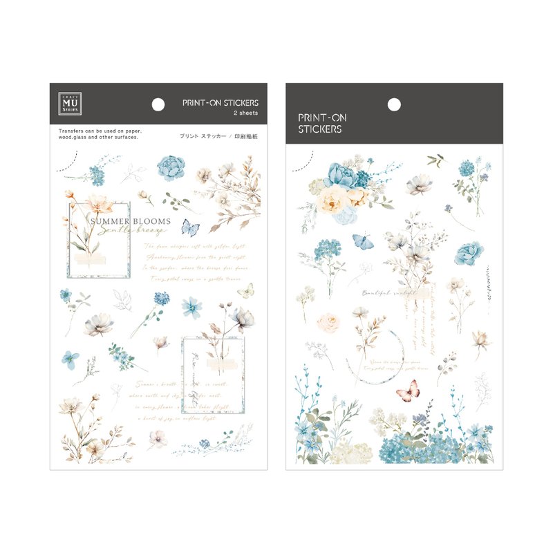 【Print-On Stickers 转印贴纸】no.268 | 花草系列 - 贴纸 - 其他材质 蓝色