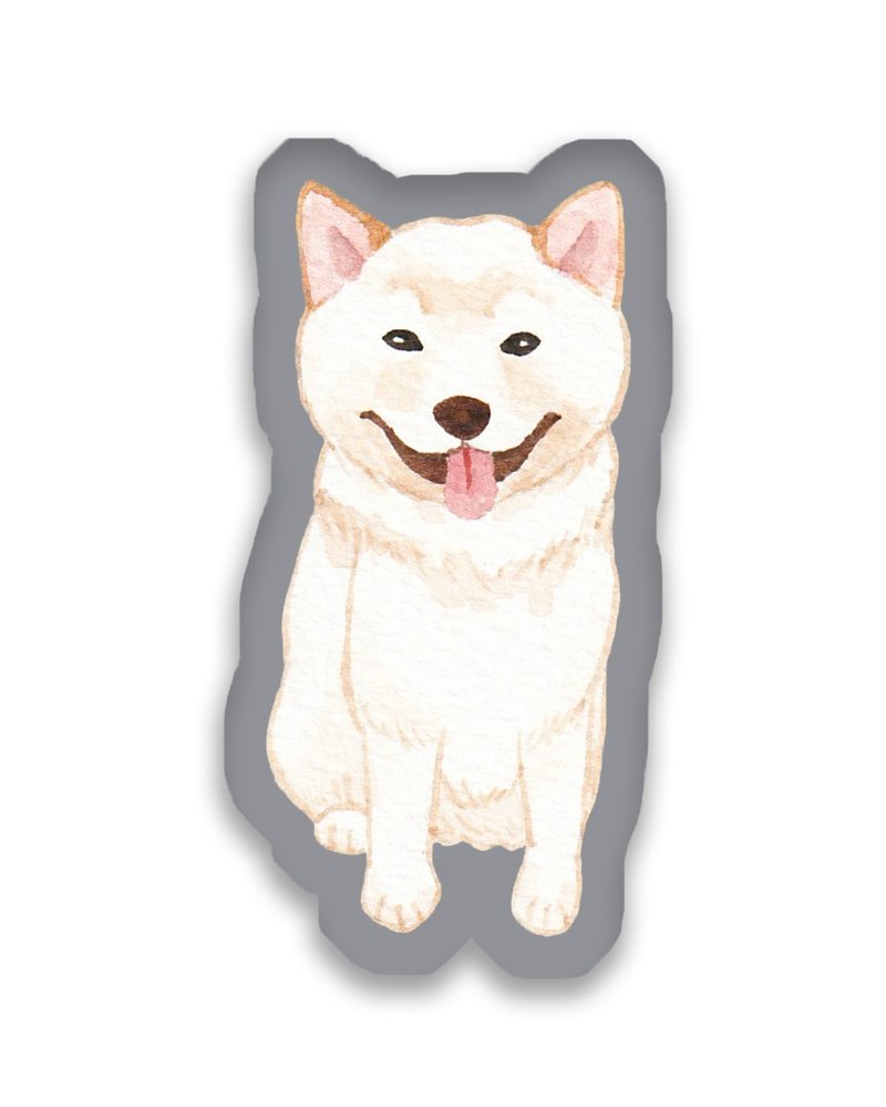 柴犬 白柴 小狗 抱枕 咕𠱸 - 枕头/抱枕 - 棉．麻 多色