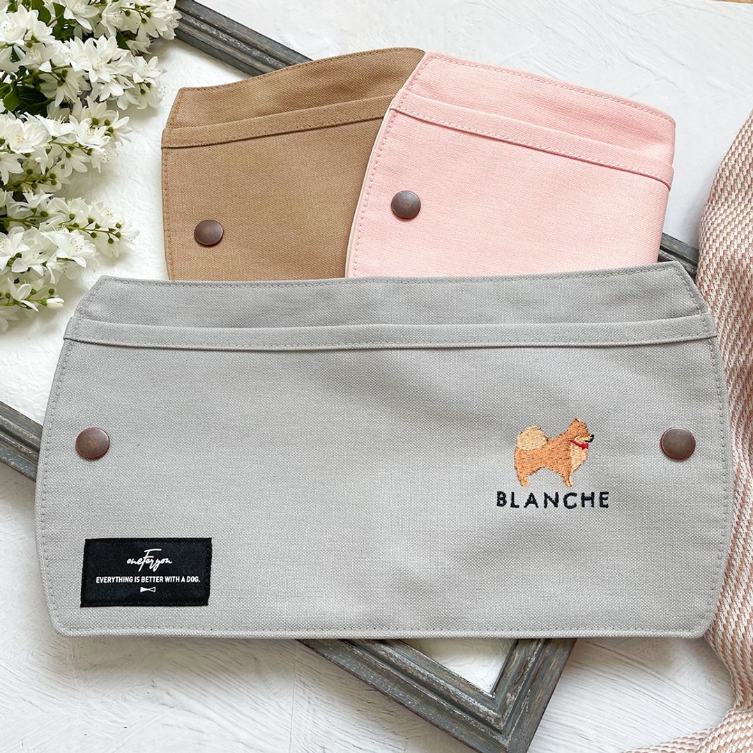 Personalized Pomeranian Takeyari Canvas Mask Case - 口罩 - 棉 灰色