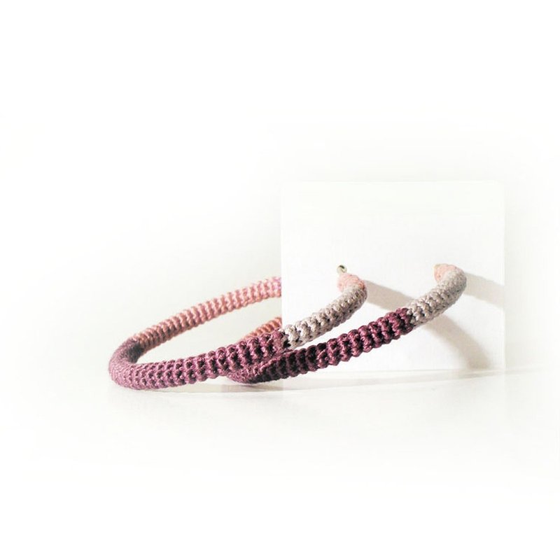Crochet Tube Hoops Shades of Purple - 耳环/耳夹 - 绣线 紫色