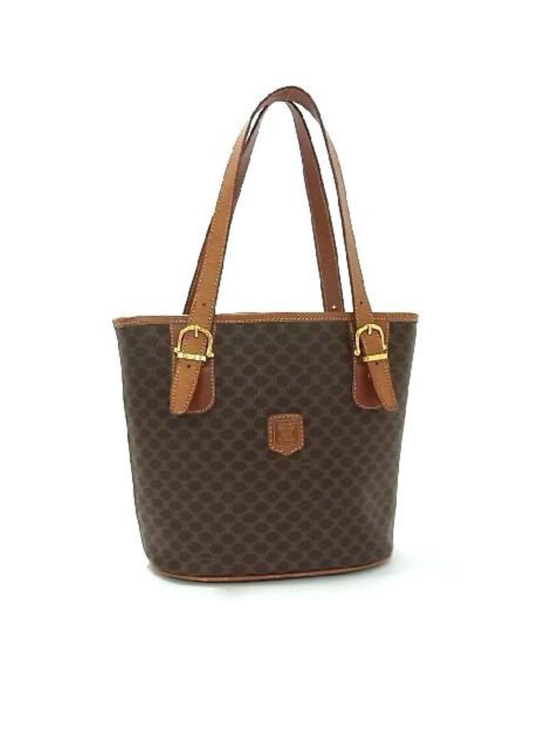 【LA LUNE】中古二手Celine啡色老花皮革托特包背侧背单肩小手袋 - 侧背包/斜挎包 - 真皮 咖啡色