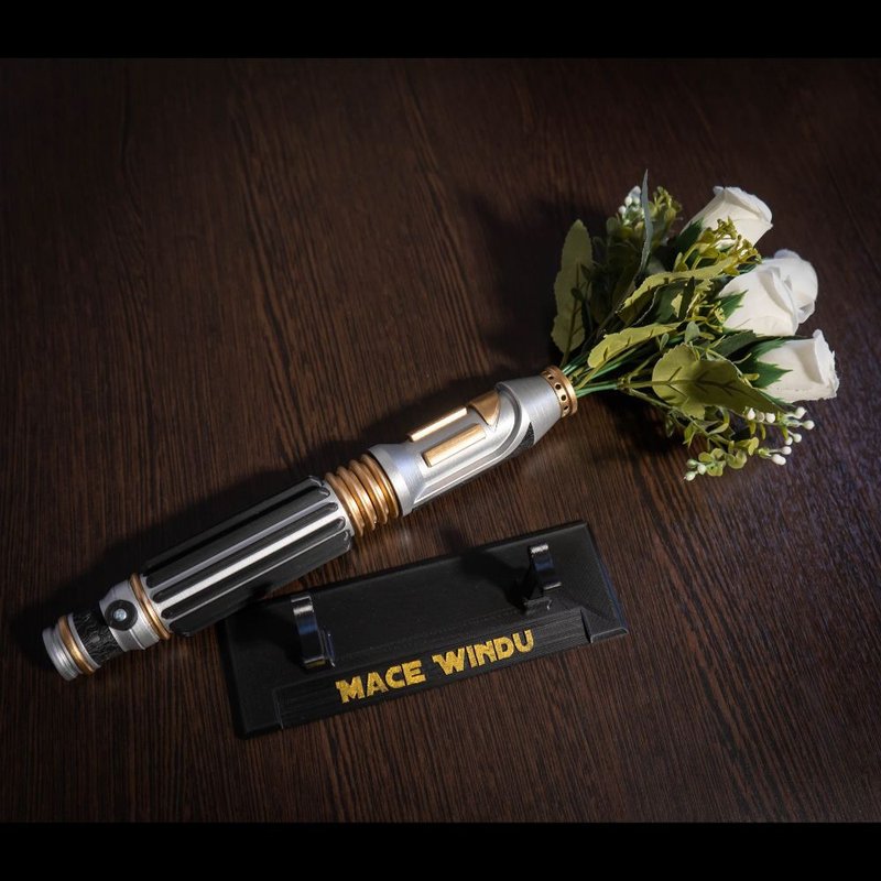 Star Wars Inspired Bridal Bouquet Holder | Wedding Bouquet Mace Windu Lightsaber - 干燥花/捧花 - 塑料 金色
