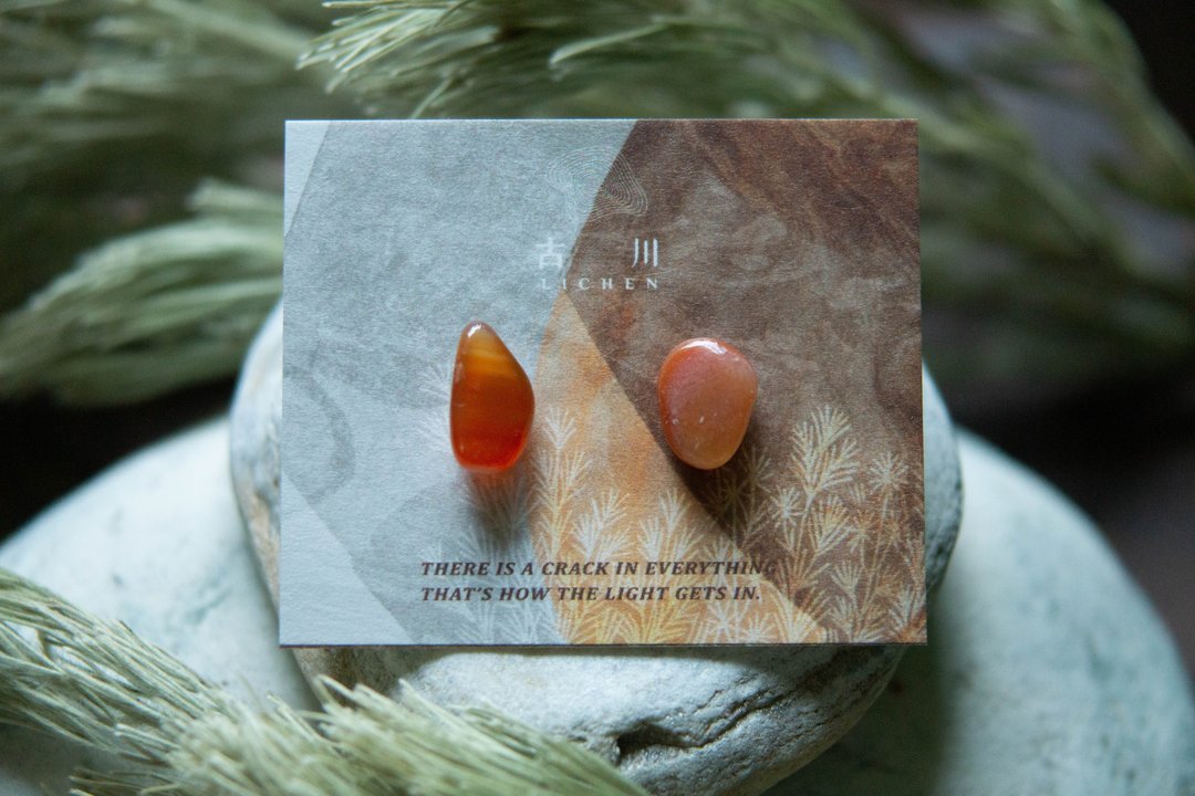 CRACK | 矿物系耳环 |  EARRINGS - 耳环/耳夹 - 玉石 橘色