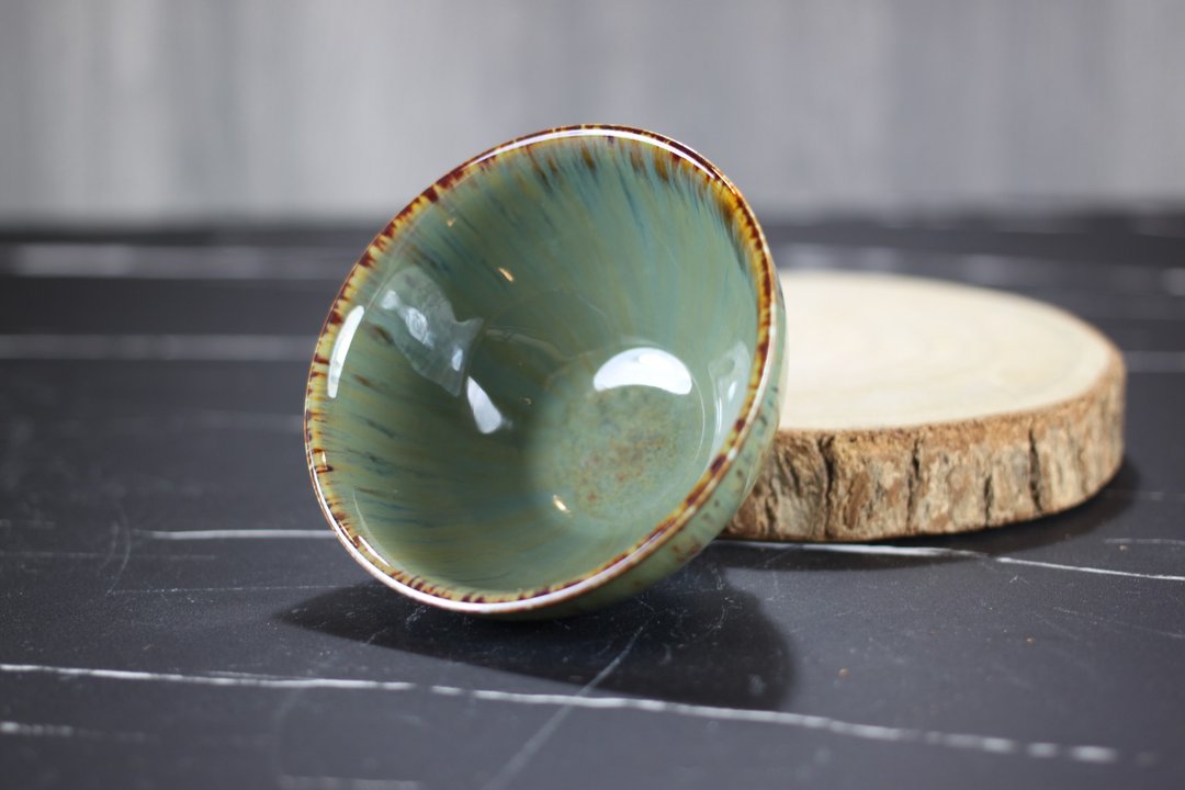 【沐春生活】绿瀑 天目釉茶杯 茶碗 莺歌陶艺名家叶敏祥作品 - 茶具/茶杯 - 瓷 