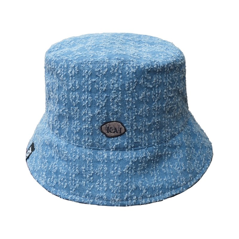 KAIKAI - Insomnia - 鈎花牛仔渔夫帽 - 帽子 - 棉．麻 蓝色