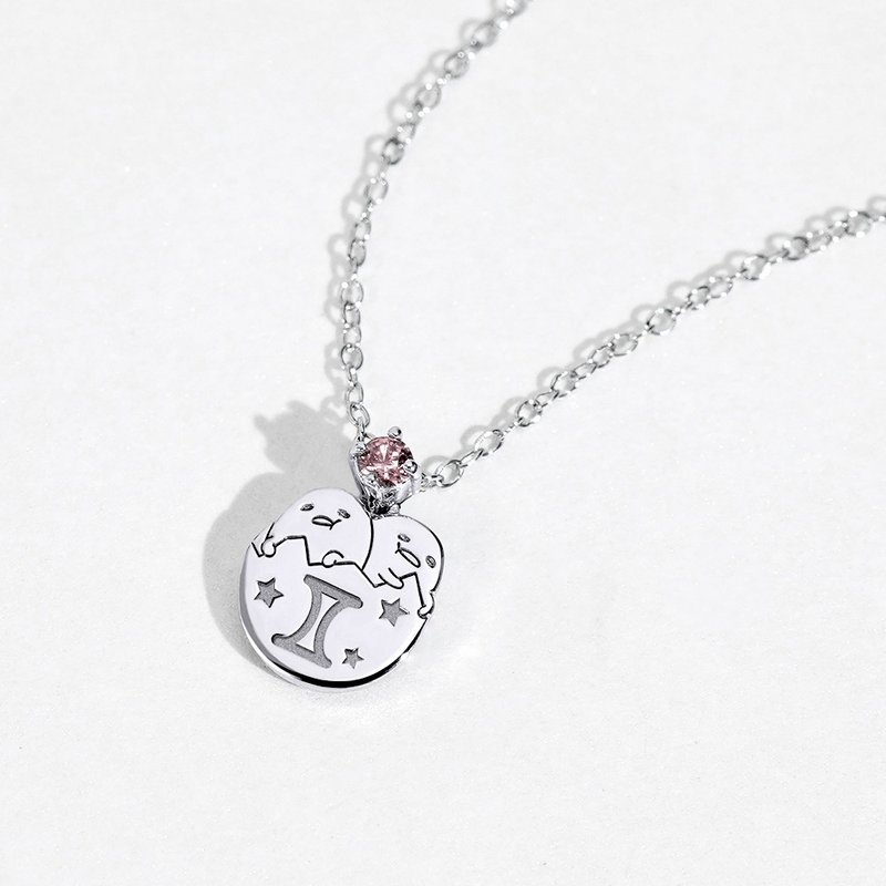 【定制化礼物】Gudetama星座系列-蛋黄哥双子座诞生石纯银项链 - 项链 - 纯银 多色