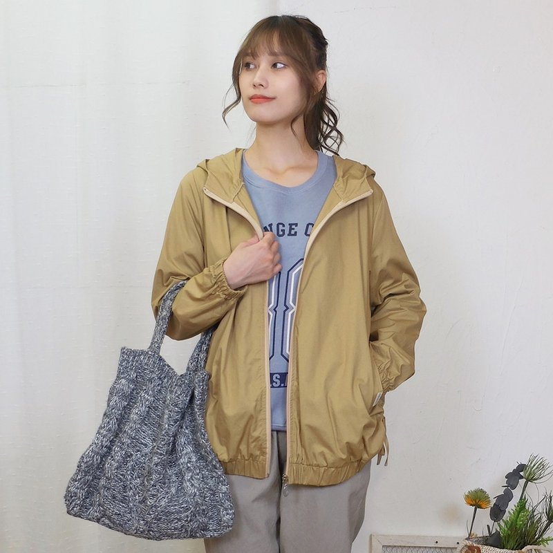 Hana Mokuba 绑带抽绳休闲连帽拉链式外套 - 女装休闲/机能外套 - 棉 