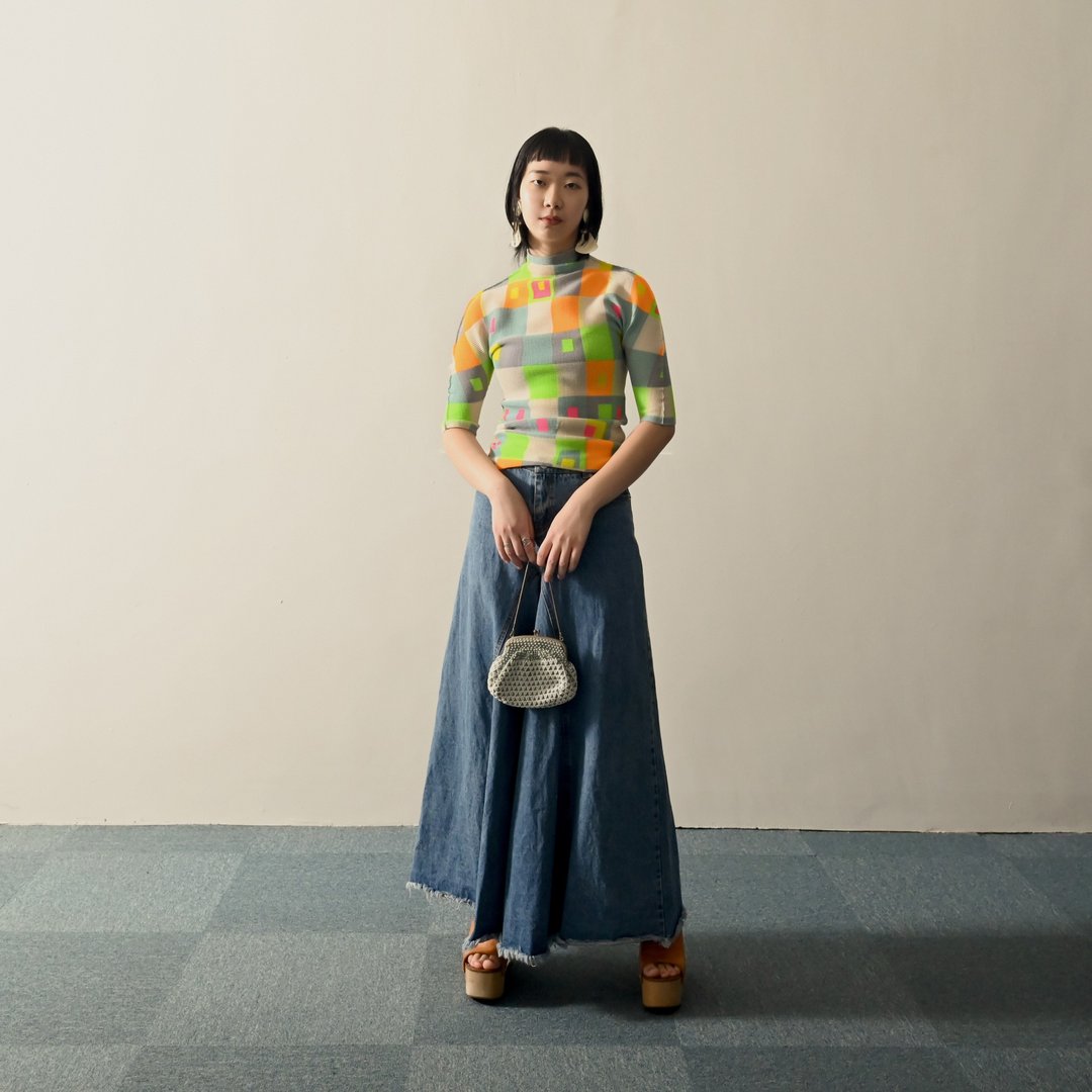 【NaSuBi Vintage】伞状裤管牛仔古着长裤 - 女装长裤 - 棉．麻 