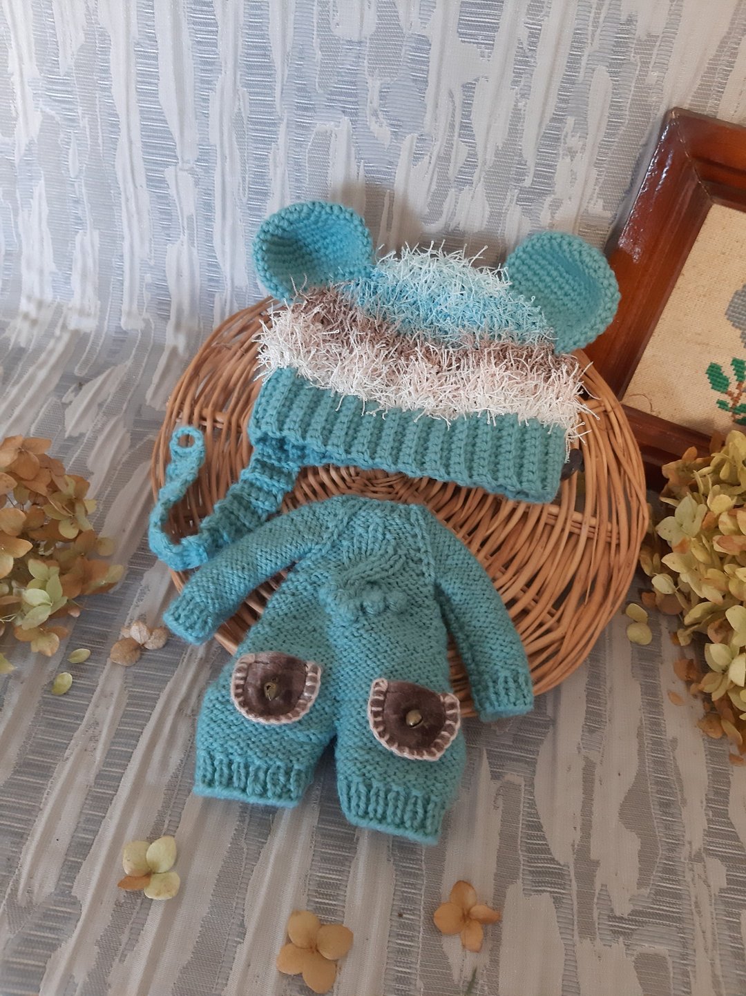 Blythe knitted turquoise set - 玩具/玩偶 - 压克力 多色