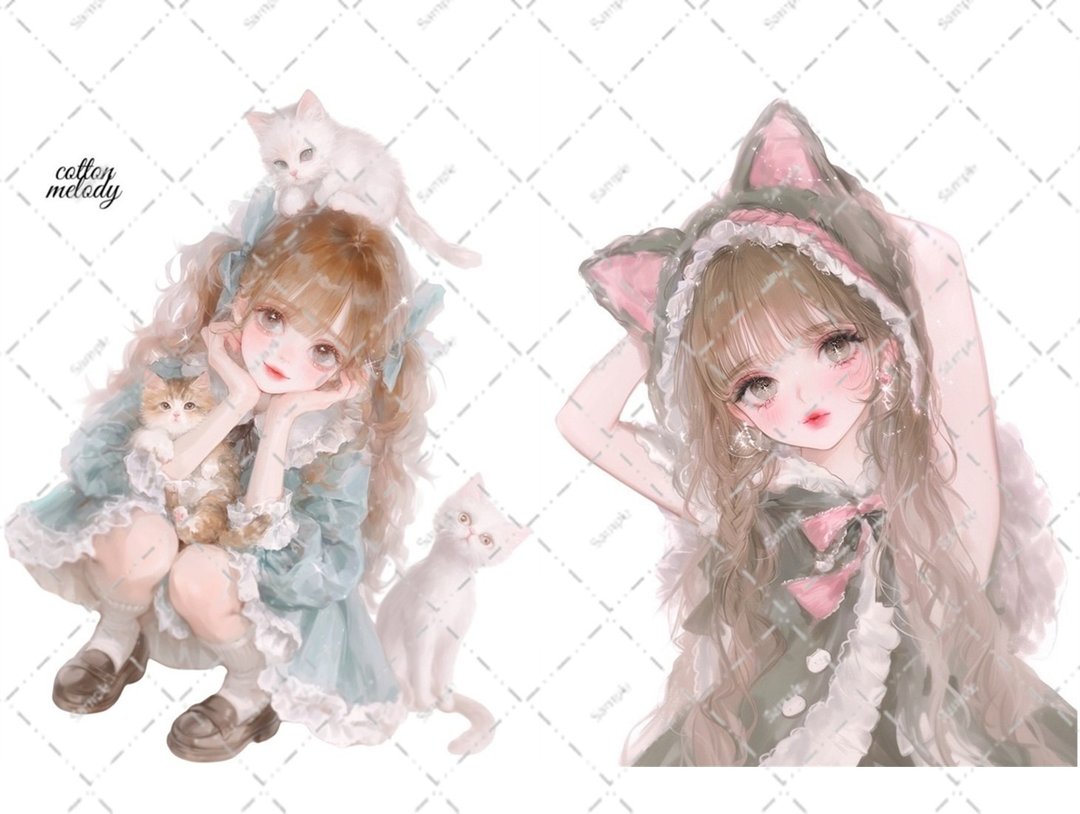 original sticker no.6829 人物贴纸 原创贴纸 人物贴纸 女孩贴纸 原创人物贴纸 - 贴纸 - 纸 