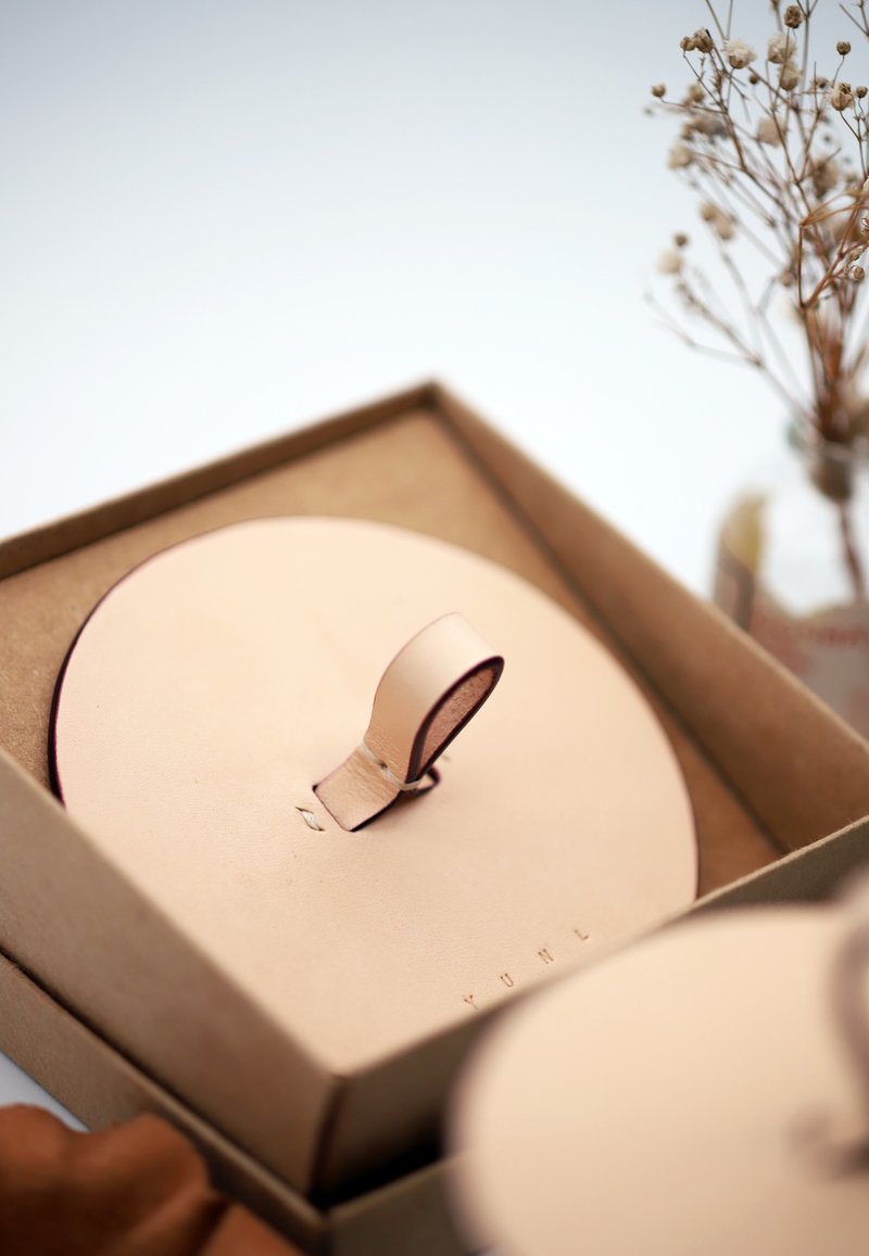 生活系列-植鞣色优雅皮革杯盖 - 其他 - 真皮 卡其色