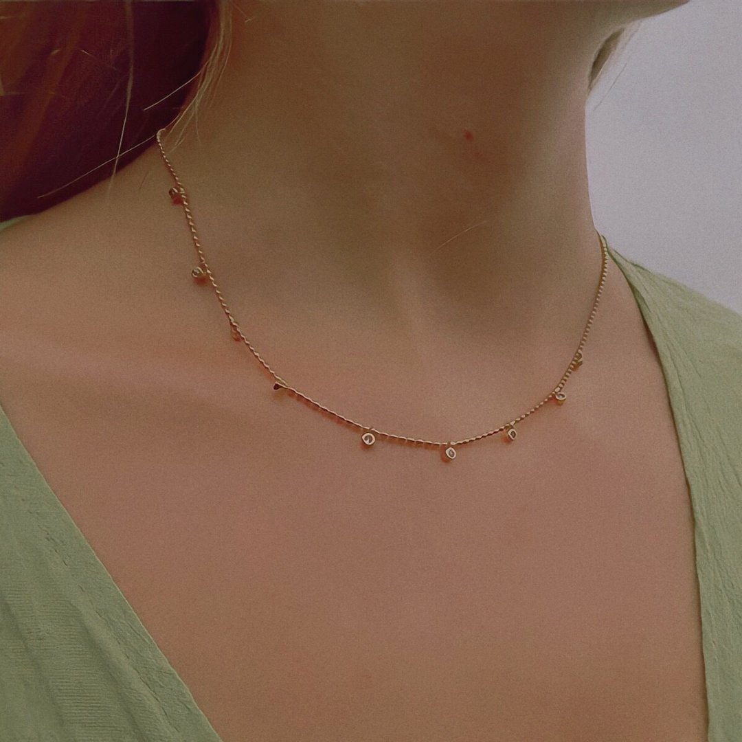 点点金色小圆钻14K金锁骨链  DOTS CHOKER - 项链 - 铜/黄铜 金色