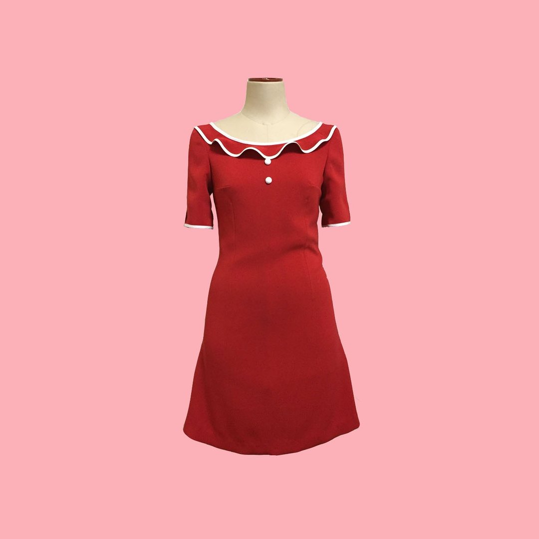 retro one-piece dress anna - 洋装/连衣裙 - 聚酯纤维 红色