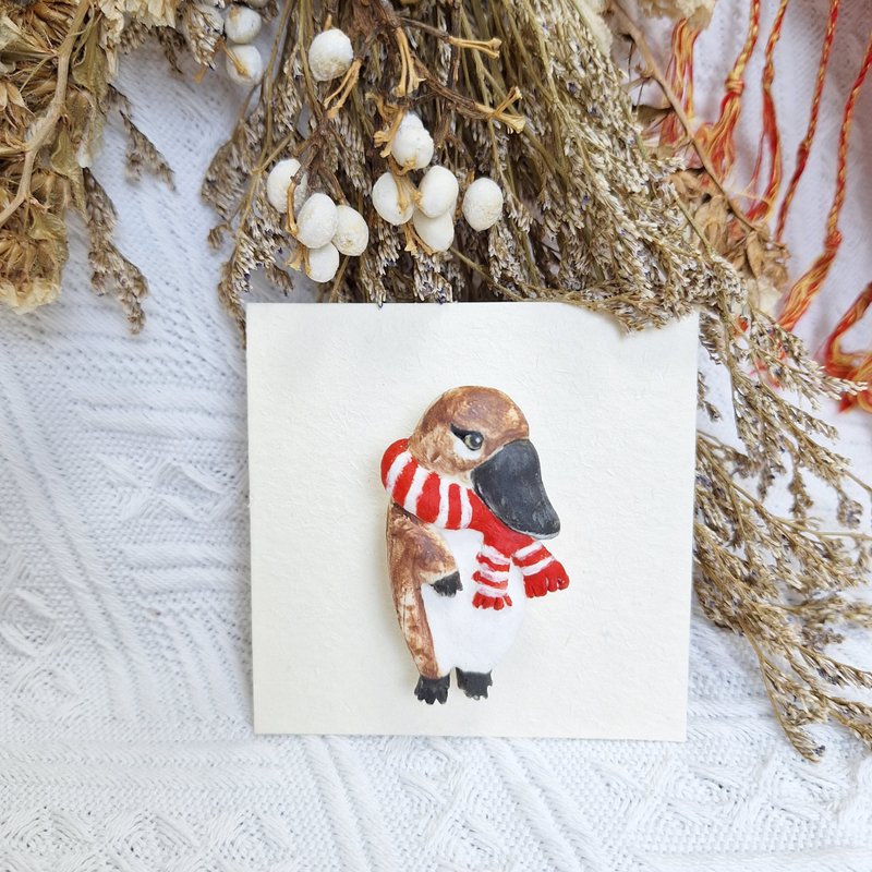 纯手工 鸭嘴兽 瓷 胸针 别针 日本贵和 KIWA安全别针 - 胸针 - 瓷 