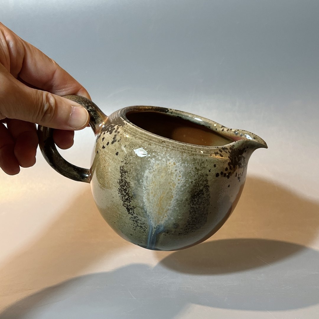 柴烧翡翠落灰金彩茶海 / 公道杯 / 小平凡手作 - 茶具/茶杯 - 陶 