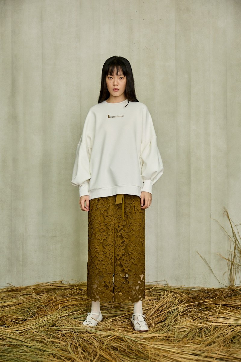 品牌标语刺绣圆领太空棉上衣 - 中性连帽卫衣/T 恤 - 其他材质 蓝色