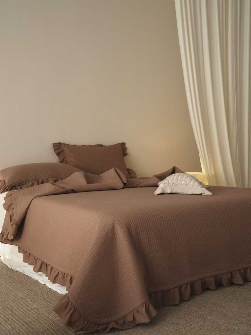 极简系列床盖三件套-焦糖暮 - 寝具 - 棉．麻 咖啡色