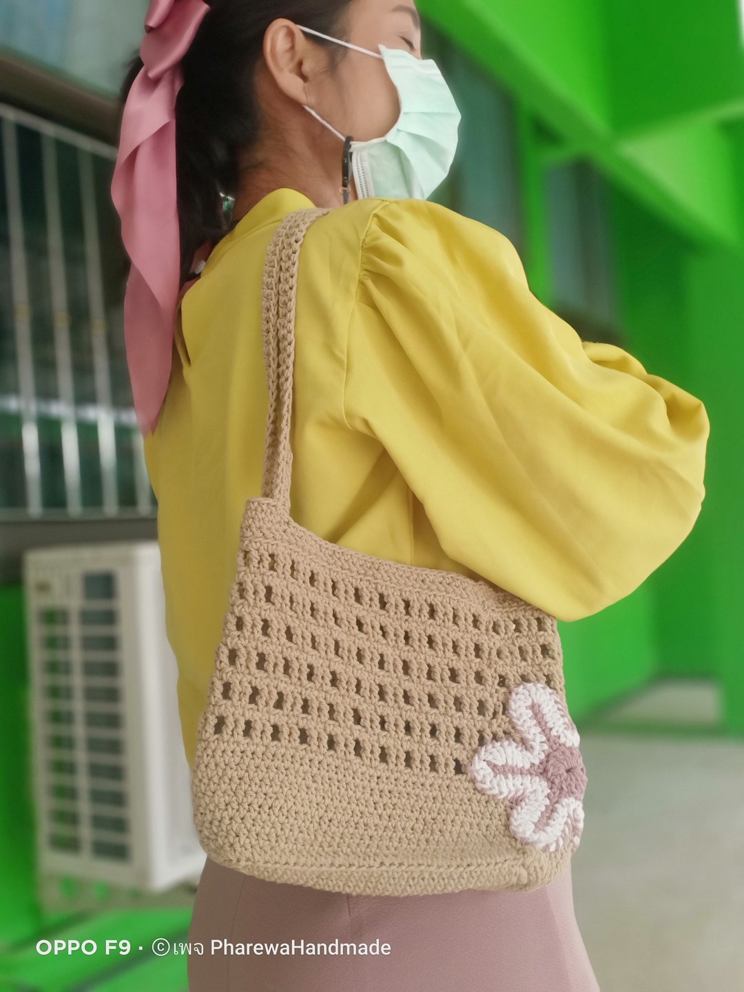 Flower Tote bag - 手提包/手提袋 - 其他材质 卡其色