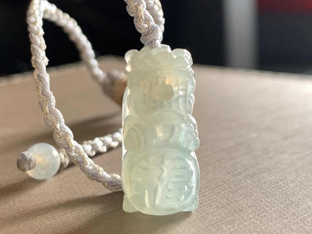 免费开光 快速出货 天然 A 货缅甸玉 冰种 翡翠 招财貔貅手链 手链 - 手链/手环 - 玉石 白色