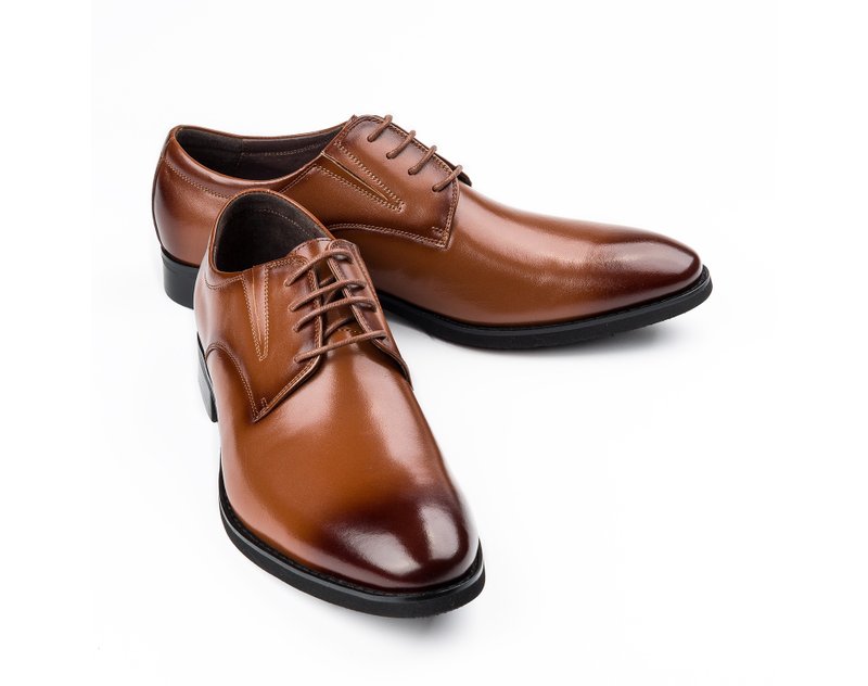 经典素面绅士男皮鞋 棕色 (大尺码) - 男款皮鞋 - 真皮 