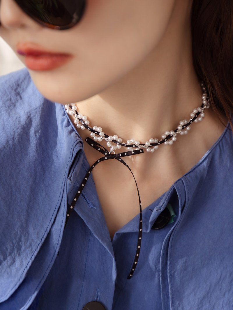 属猫的莉莉。MUCHAT手作14KGP珍珠点点蝶结项链 - 项链 - 其他金属 多色