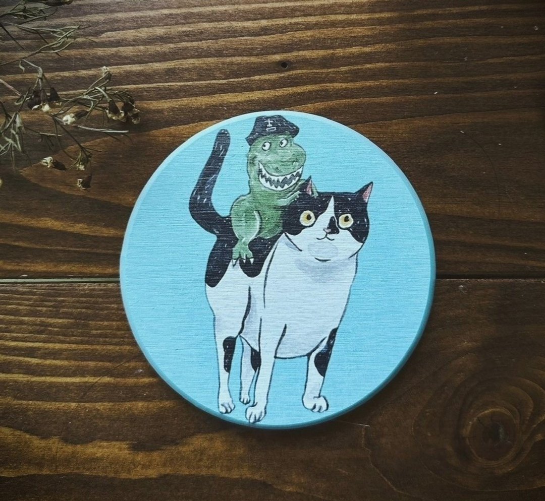 奔驰吉猫猫 硅藻土吸水杯垫 - 杯垫 - 其他材质 蓝色