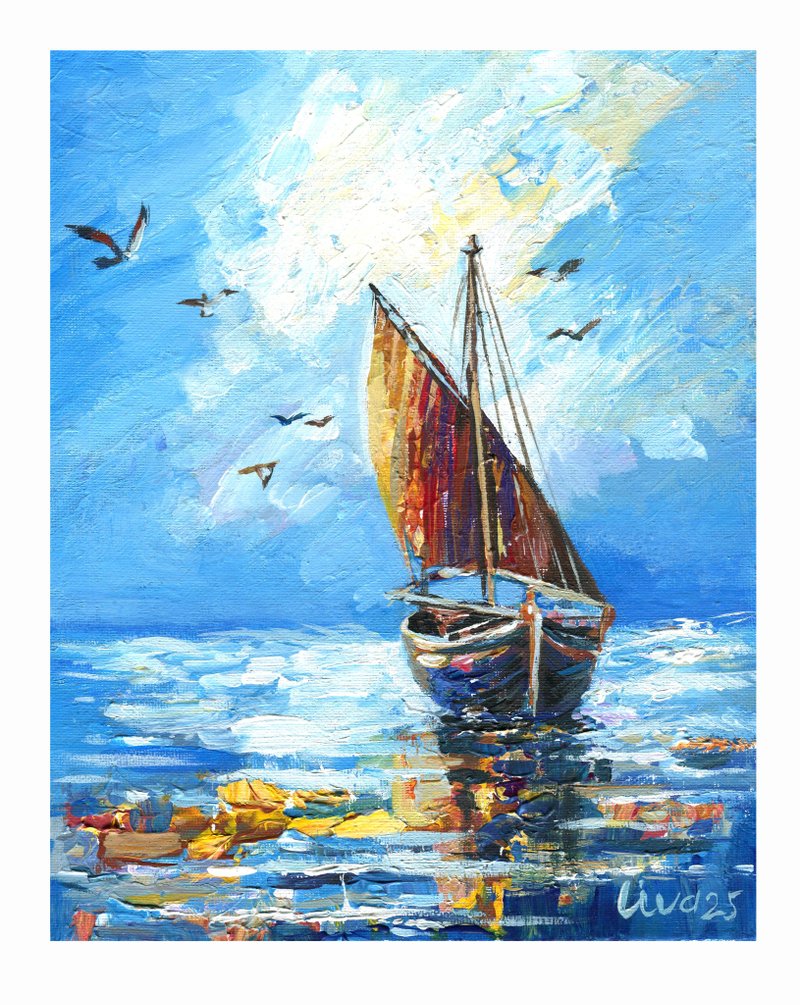 Original Canvas on cardboard Acrylic Painting . 100% Handmad - 墙贴/壁贴 - 压克力 多色