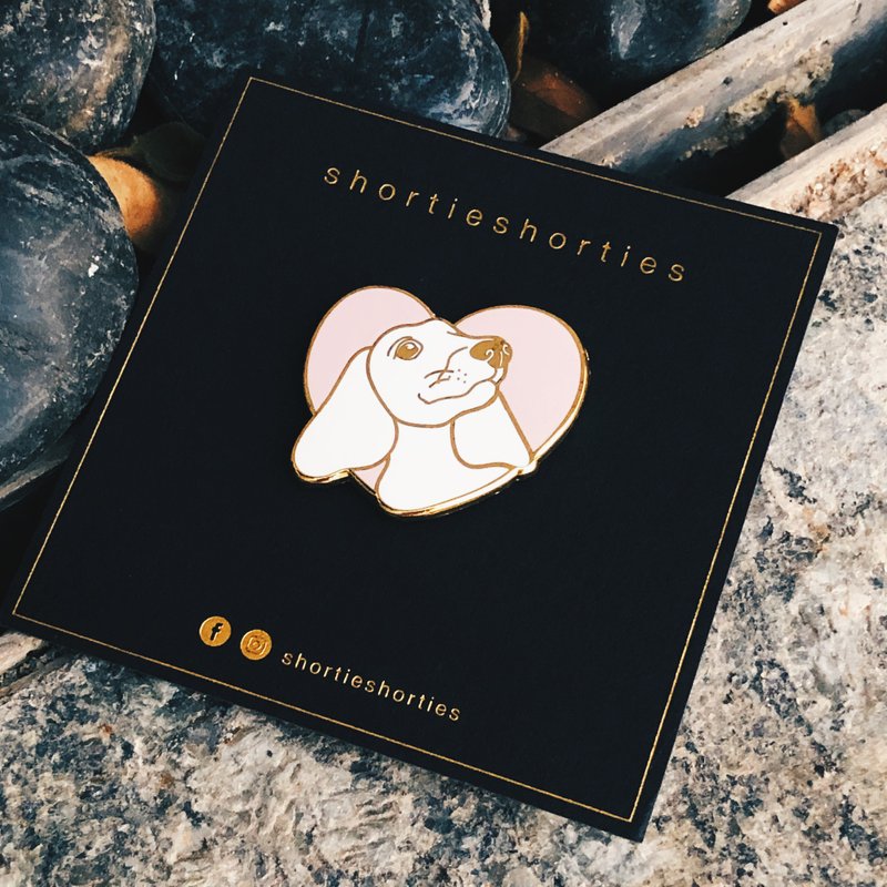 shorties in love pin 腊肠狗胸针 - 胸针 - 其他金属 粉红色