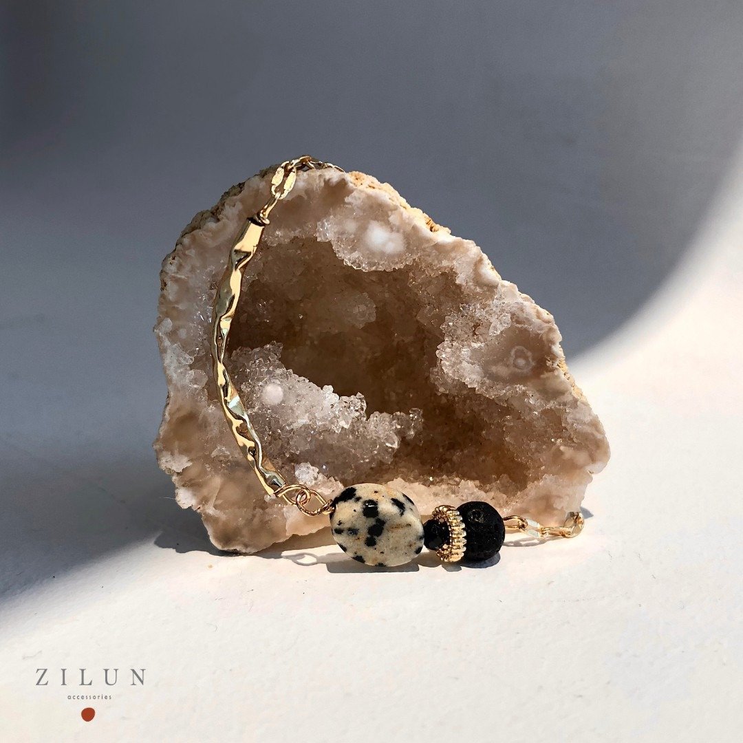│轻奢│火山石物语 • 天然石 • 宝石手链 • 14K注金 • 包金 - 手链/手环 - 铜/黄铜 