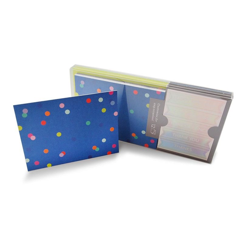 盒卡-深蓝彩色圆点 12入(附贴纸)【Hallmark-卡片 多用途】 - 卡片/明信片 - 纸 多色