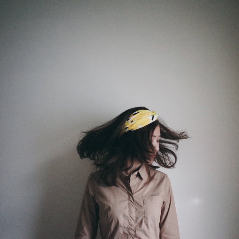 莱姆 芬兰系列 松紧宽版/手工发带 - 发带/发箍 - 棉．麻 黄色