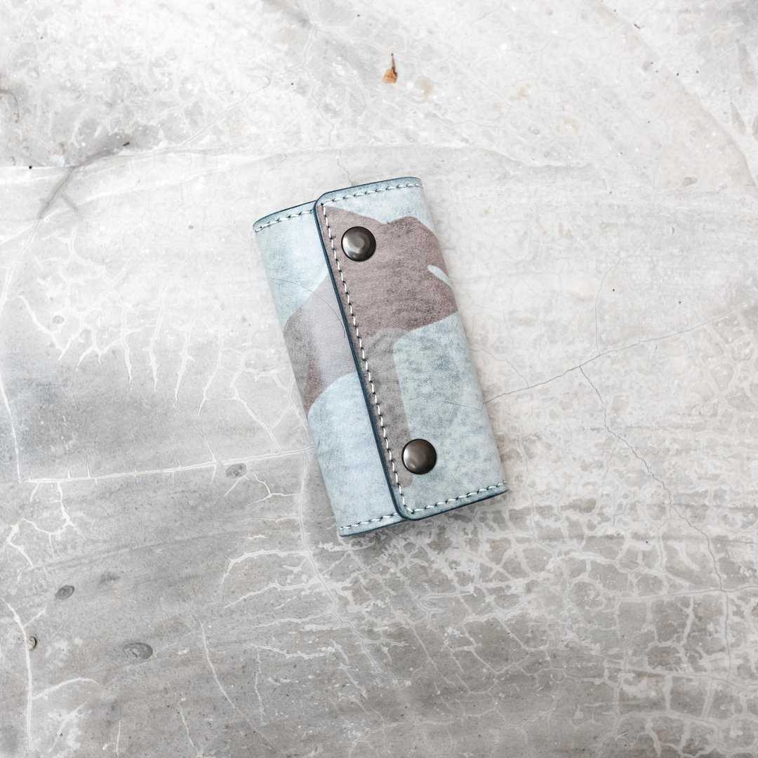 意大利 La Bretagna 擦蜡迷彩 4格钥匙包 / 皮革 / 手作 / leather /key ring / key bag /吉.co - 钥匙链/钥匙包 - 真皮 多色
