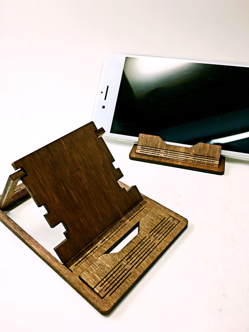 实木结构随身手机架/定制化/毕业礼物/手机座/婚礼/情人节礼物 - 手机座/防尘塞 - 木头 咖啡色