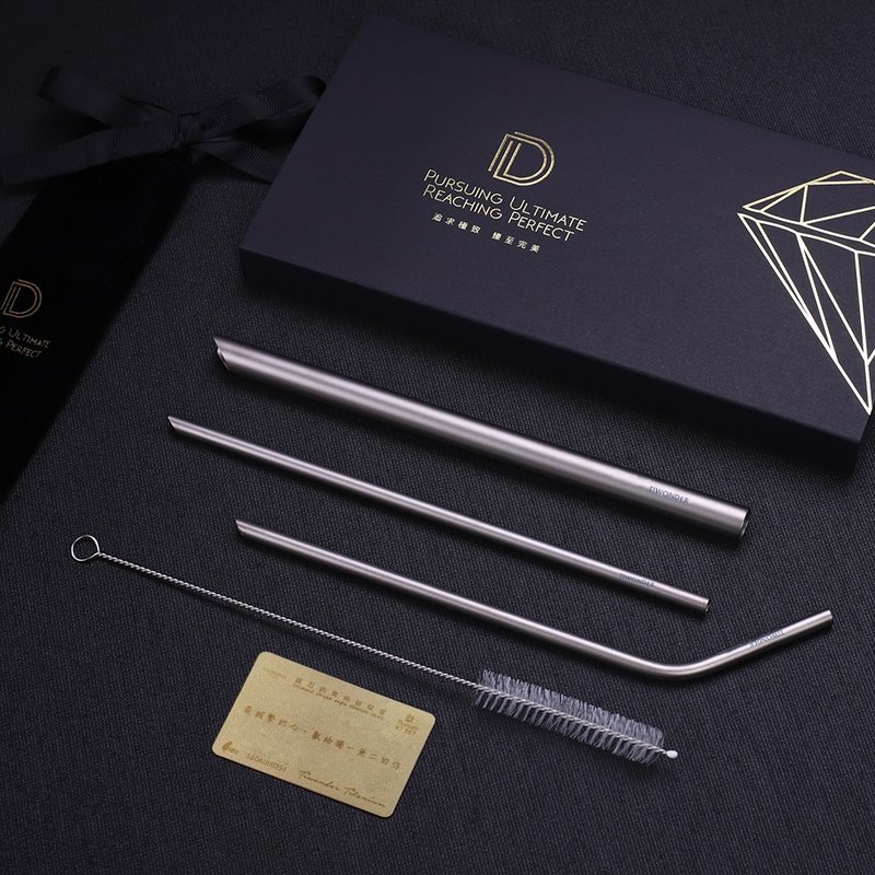 钻石钝角纯钛吸管【礼盒】 - 环保吸管 - 其他金属 灰色