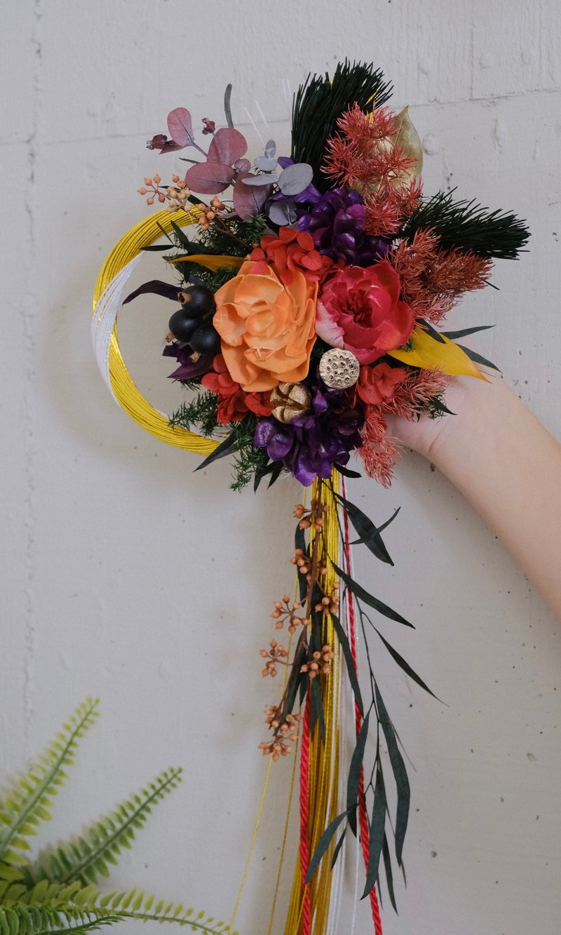 【蛇年新春花礼】青云 2025白金祈福水引绳结挂饰 - 干燥花/捧花 - 植物．花 