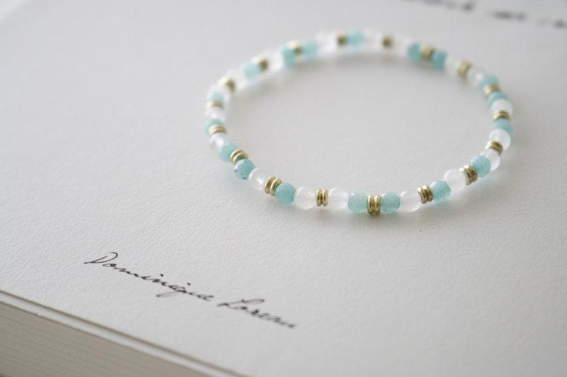 春乐-细致x玉髓x黄铜 手链 - 手链/手环 - 宝石 白色