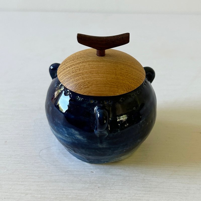 三针，海军蓝 - 碗 - 陶 蓝色