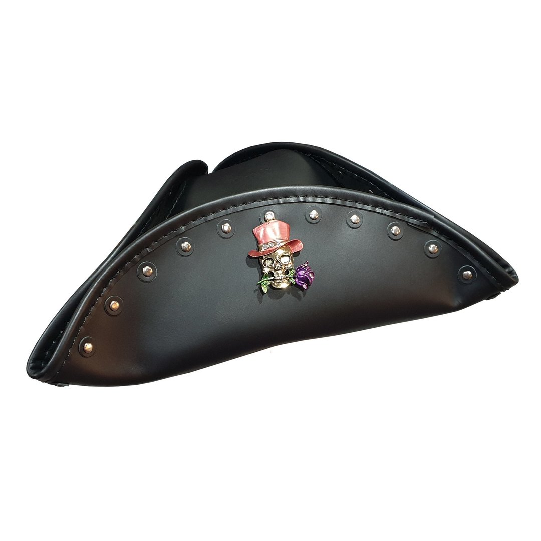 Jack Sparrow TricornLeather Hat - 帽子 - 真皮 黑色