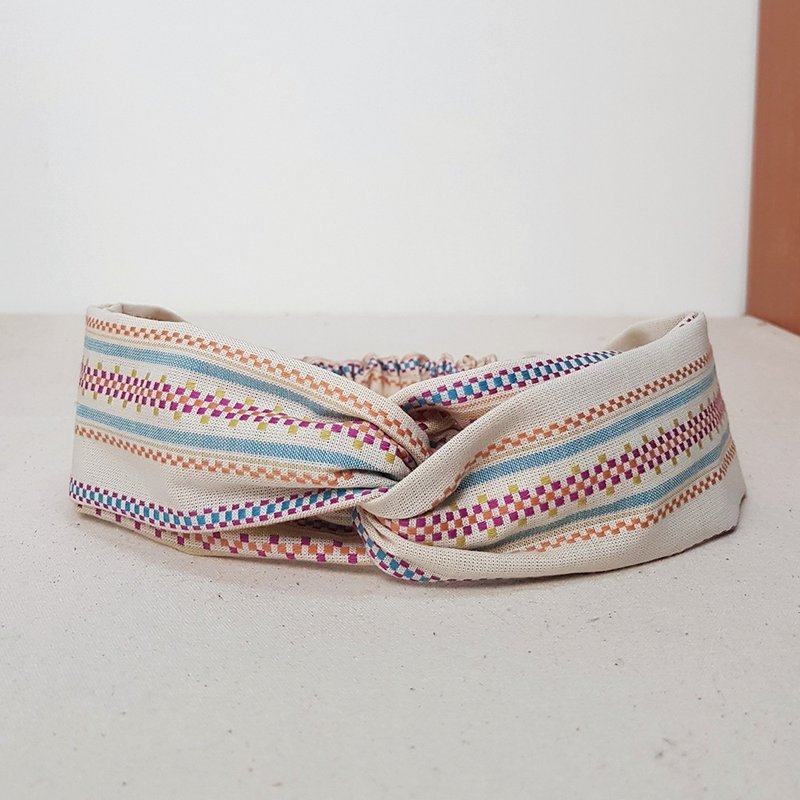 儿歌 交叉发带 - 发带/发箍 - 棉．麻 黄色