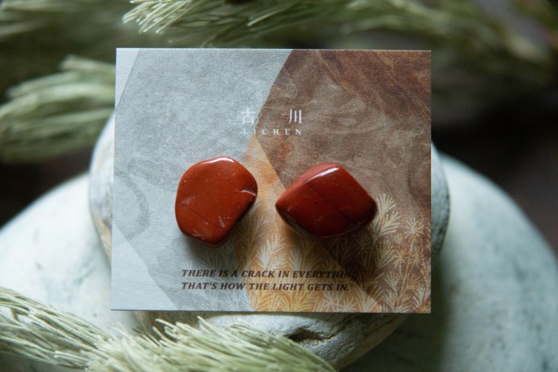 CRACK | 矿物系耳环 |  EARRINGS - 耳环/耳夹 - 玉石 红色